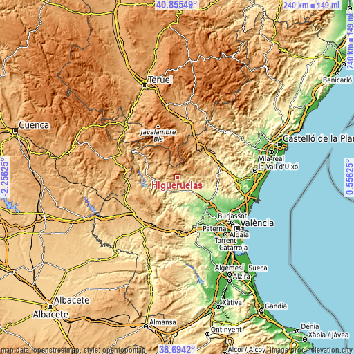 Topographic map of Higueruelas