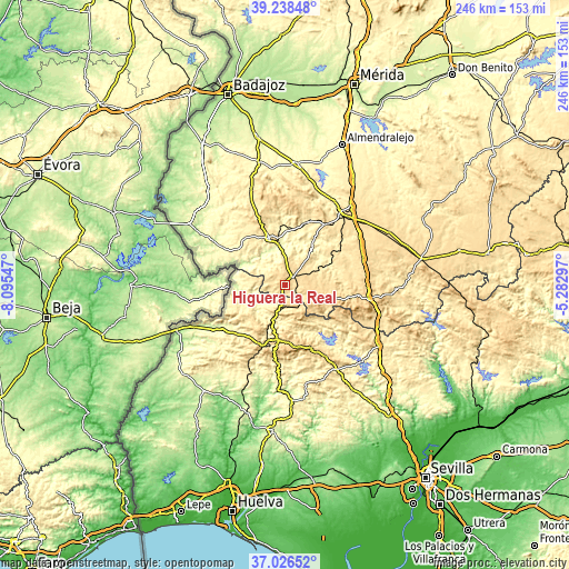 Topographic map of Higuera la Real