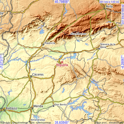 Topographic map of Higuera