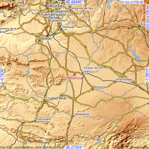 Topographic map of Herencia