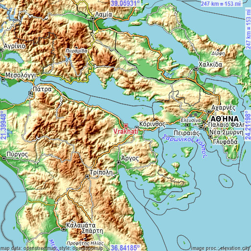 Topographic map of Vrakháti