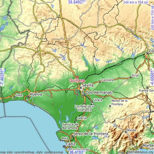 Topographic map of Guillena