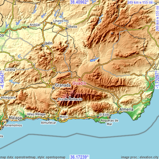 Topographic map of Guadix