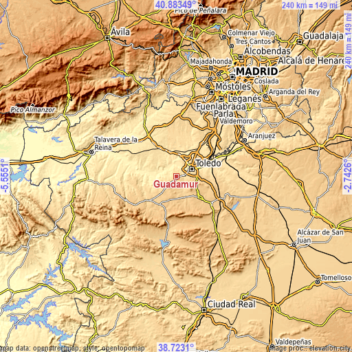 Topographic map of Guadamur