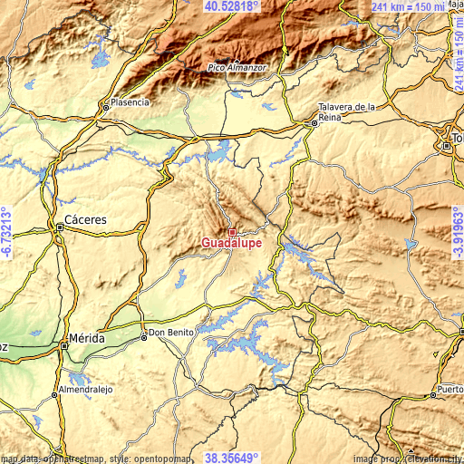 Topographic map of Guadalupe