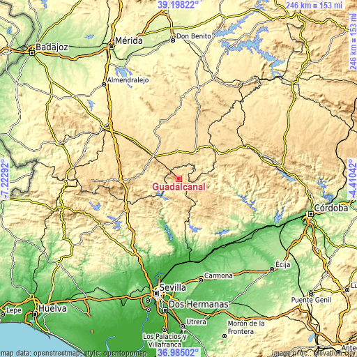 Topographic map of Guadalcanal