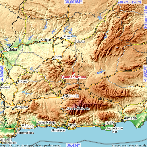 Topographic map of Guadahortuna