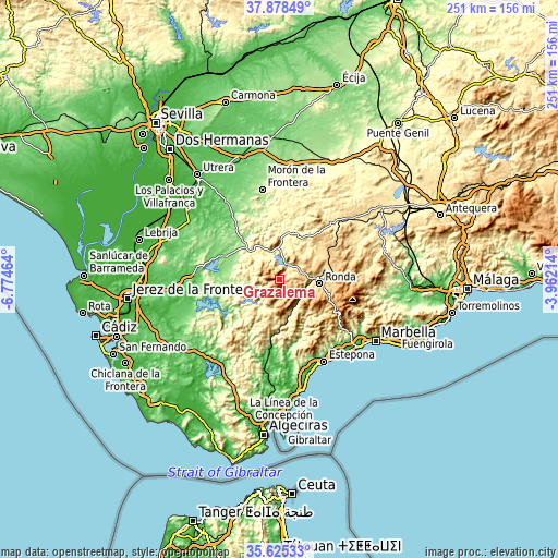 Topographic map of Grazalema