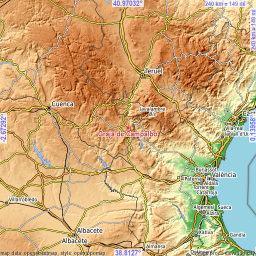 Topographic map of Graja de Campalbo