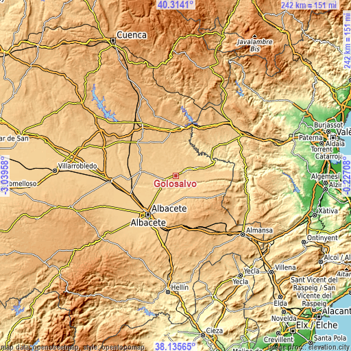Topographic map of Golosalvo