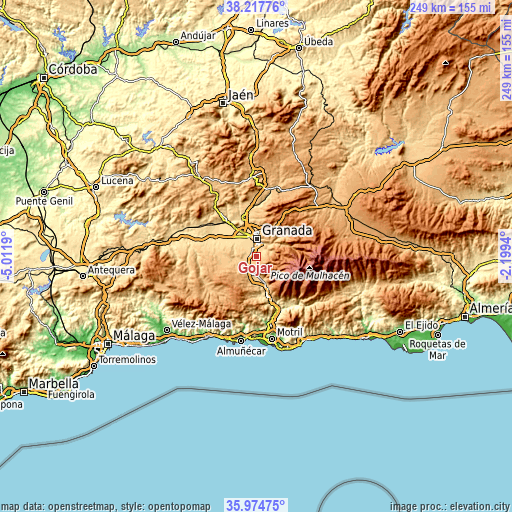 Topographic map of Gójar