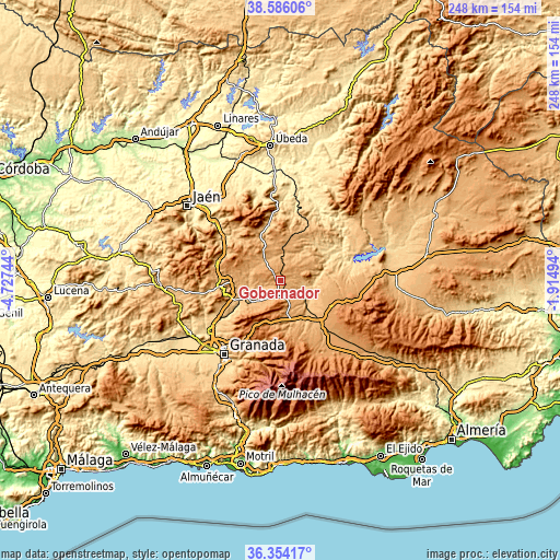 Topographic map of Gobernador