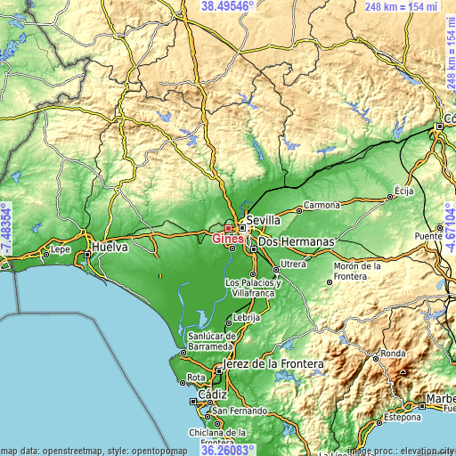 Topographic map of Gines