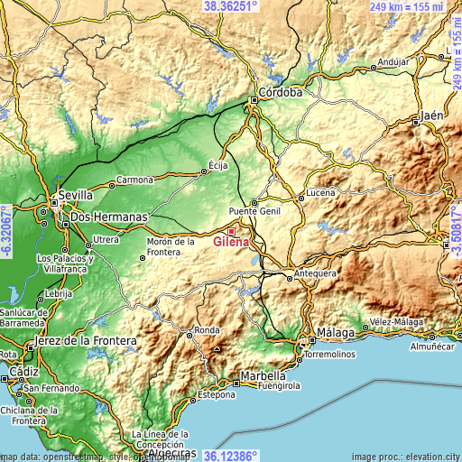 Topographic map of Gilena