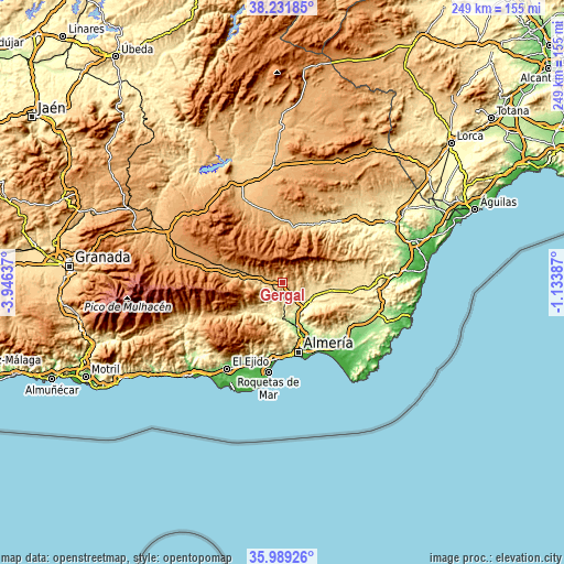 Topographic map of Gérgal