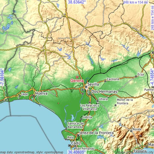 Topographic map of Gerena