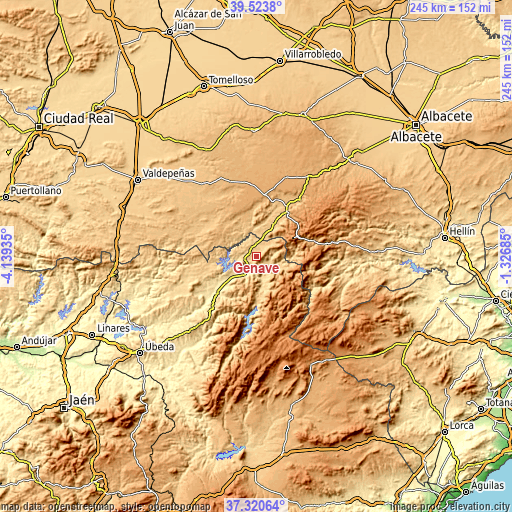 Topographic map of Génave