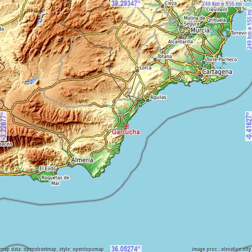 Topographic map of Garrucha