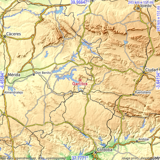 Topographic map of Garlitos