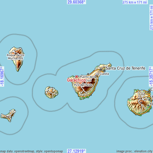 Topographic map of Garachico