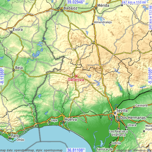 Topographic map of Galaroza