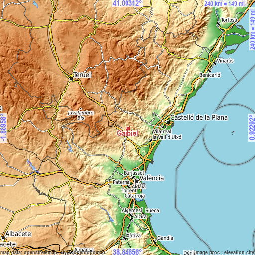 Topographic map of Gaibiel