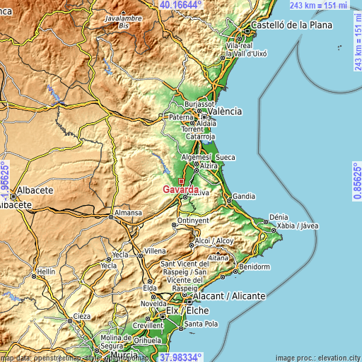 Topographic map of Gavarda