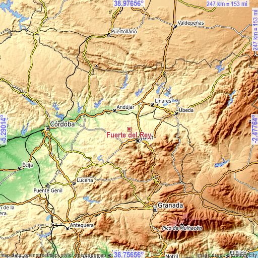 Topographic map of Fuerte del Rey