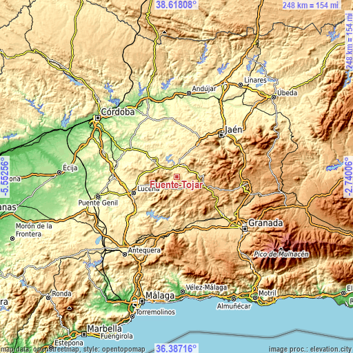 Topographic map of Fuente-Tójar