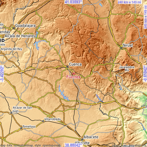 Topographic map of Fuentes