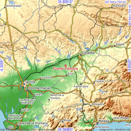 Topographic map of Fuente Palmera