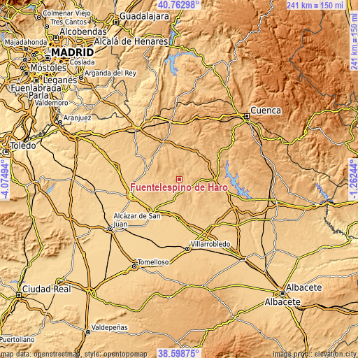 Topographic map of Fuentelespino de Haro