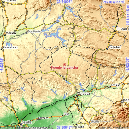 Topographic map of Fuente la Lancha