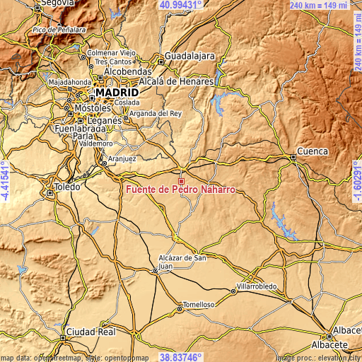 Topographic map of Fuente de Pedro Naharro