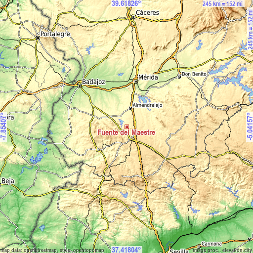 Topographic map of Fuente del Maestre