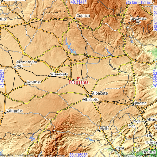 Topographic map of Fuensanta
