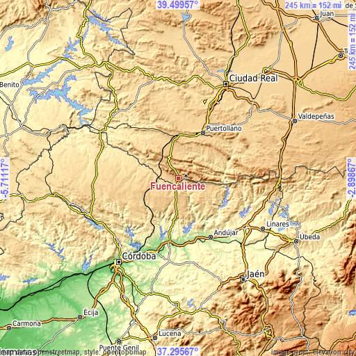 Topographic map of Fuencaliente