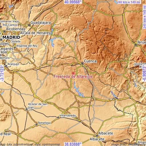 Topographic map of Fresneda de Altarejos