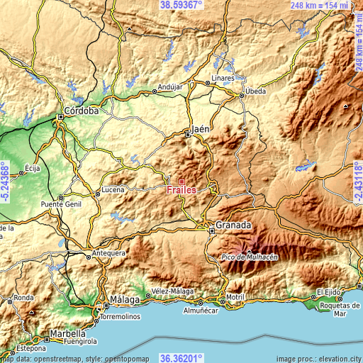 Topographic map of Frailes