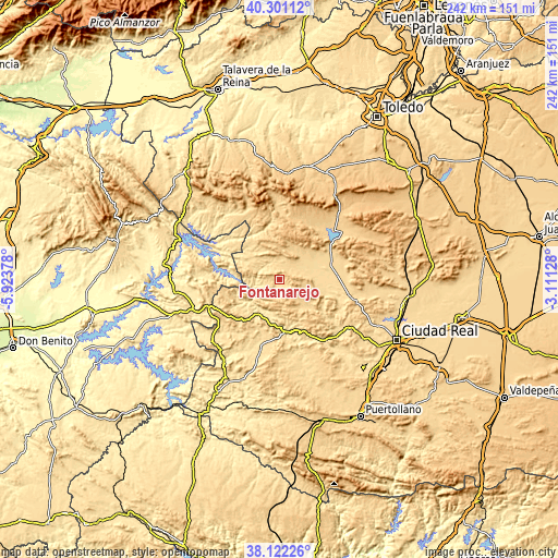 Topographic map of Fontanarejo