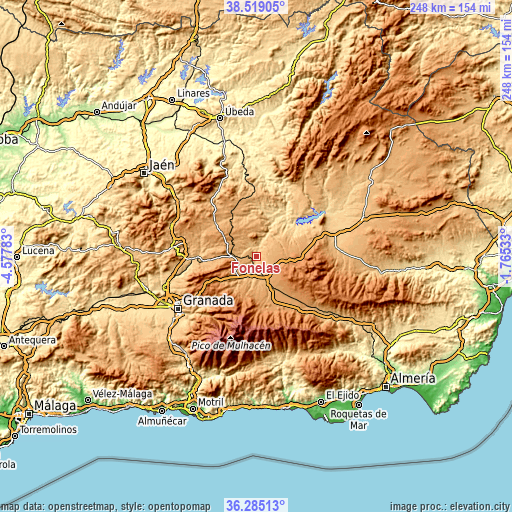 Topographic map of Fonelas