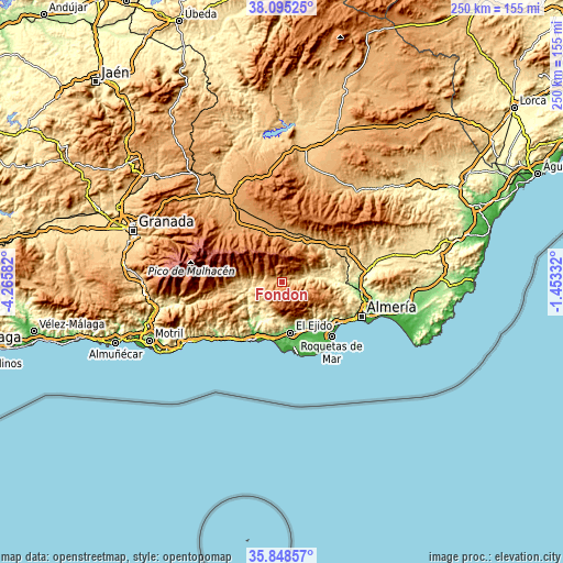 Topographic map of Fondón