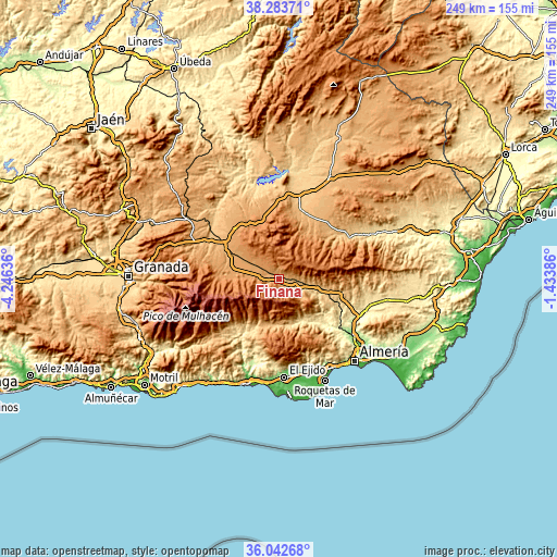 Topographic map of Fiñana