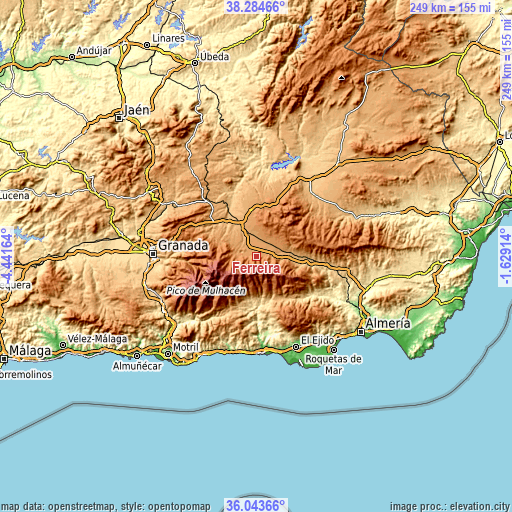 Topographic map of Ferreira