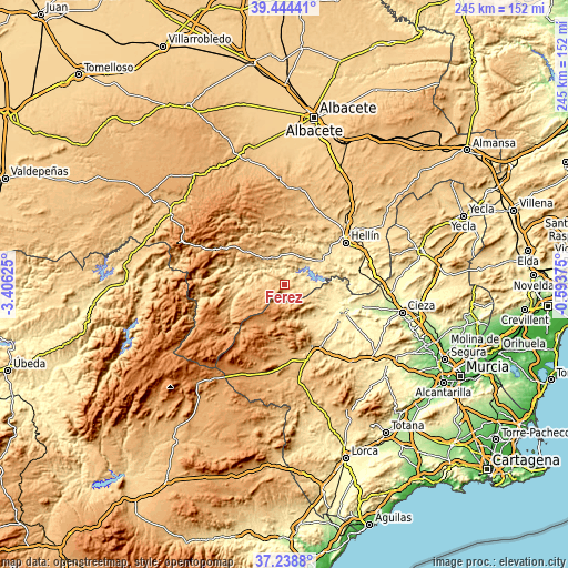 Topographic map of Férez