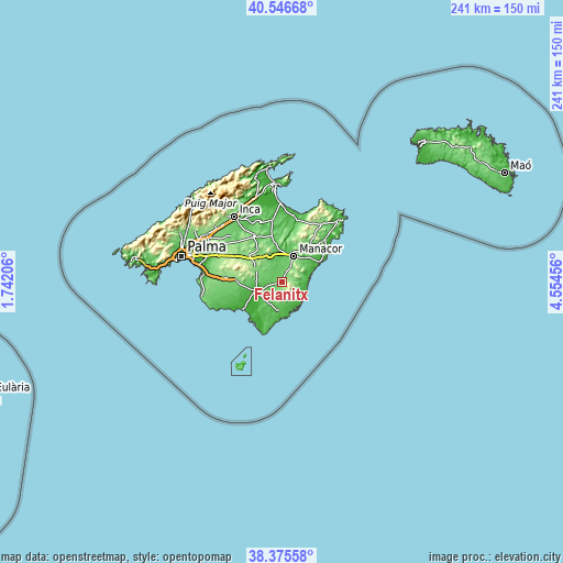 Topographic map of Felanitx