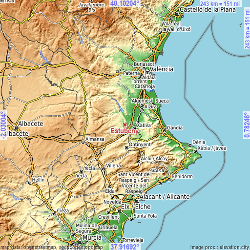 Topographic map of Estubeny