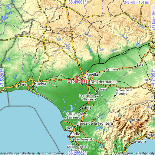 Topographic map of Espartinas