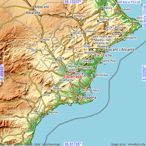 Topographic map of Esparragal