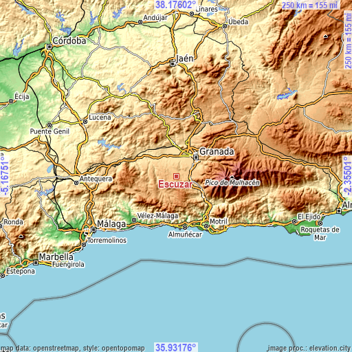 Topographic map of Escúzar